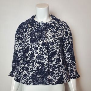 Vintage Y2K Talbots Navy Toile Cropped Pea Coat